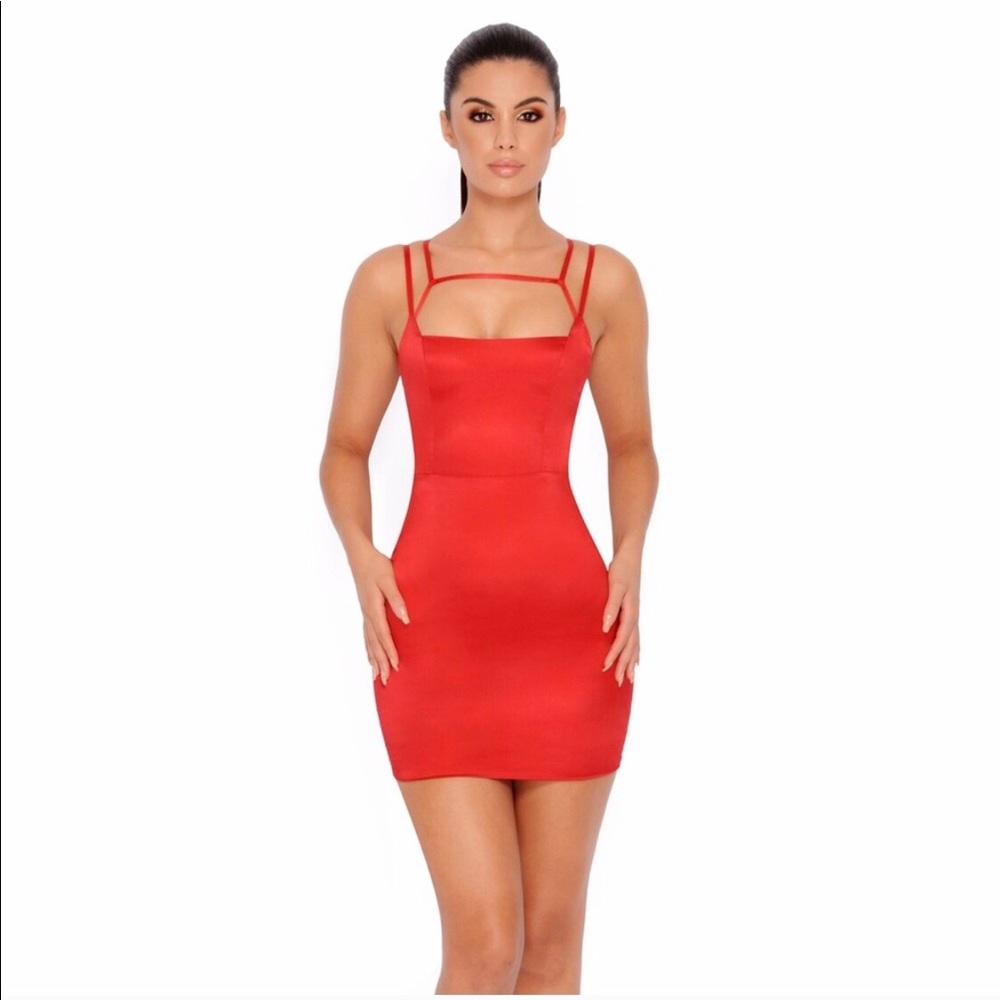 RUN THE SHOW CUT OUT SATIN MINI DRESS